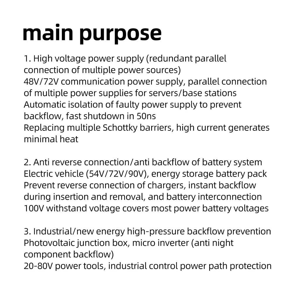 100A Hochstrom-Ideal-Diodenmodul DC 5-100V Dual-Chip-Steuerung Solar-Rückfluss-Schutz für Batteriesysteme – Detail 10