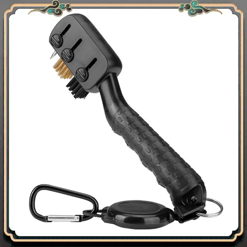 1 PCS Golf Club Brush Gutter Cleaner Comfort Grip, Retractable Zipper Carabiner Golf Gutter Cleaner