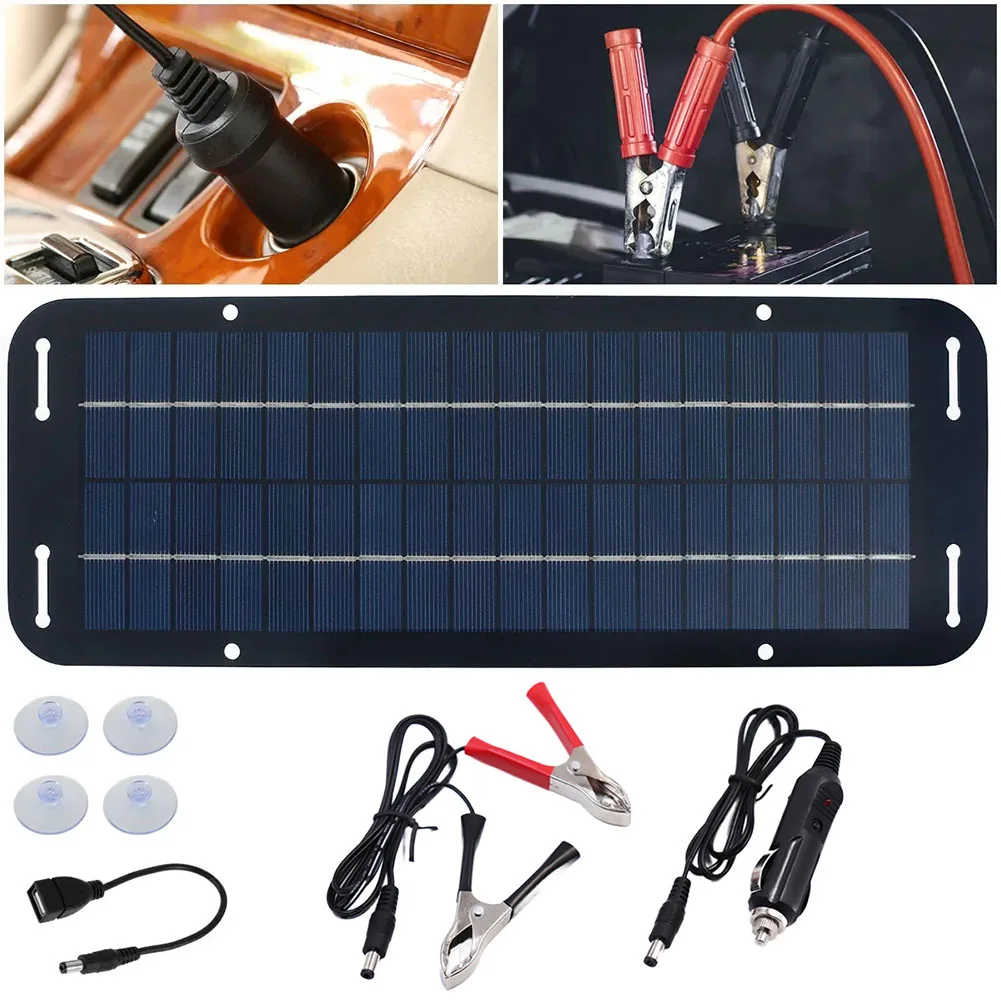 12V 60W Solar Panels Charger Car Motorcycle Kick Scooter Portable Solar Panel Car Charger Battery Efficient Maintenance