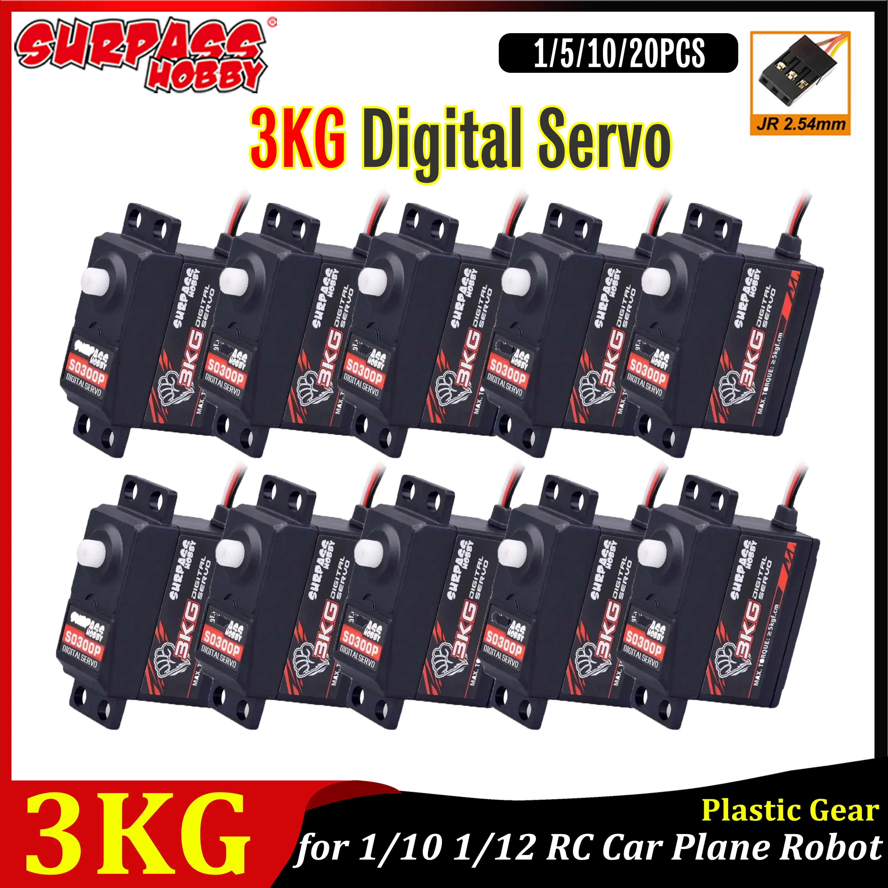

Surpass Hobby 3KG Digital Servo Plastic Gear LargeTorque for 1/12 1/10 RC Car Plane Robot Boat Model Wltoys HSP TRX4 Scx10 Parts