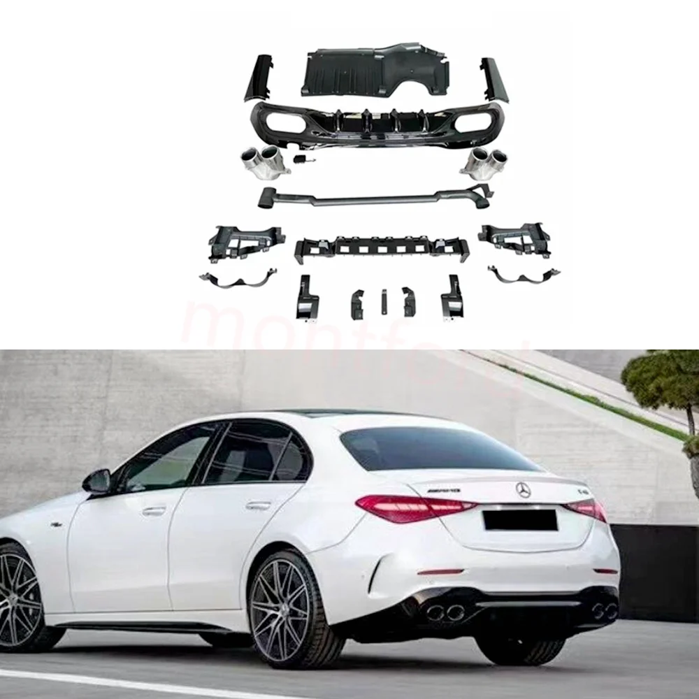 

Rear diffuser For Mercedes Benz W206 C class C200L C240 C250 c280 change C43 AMG Rear lip exhaust pipe 2022+