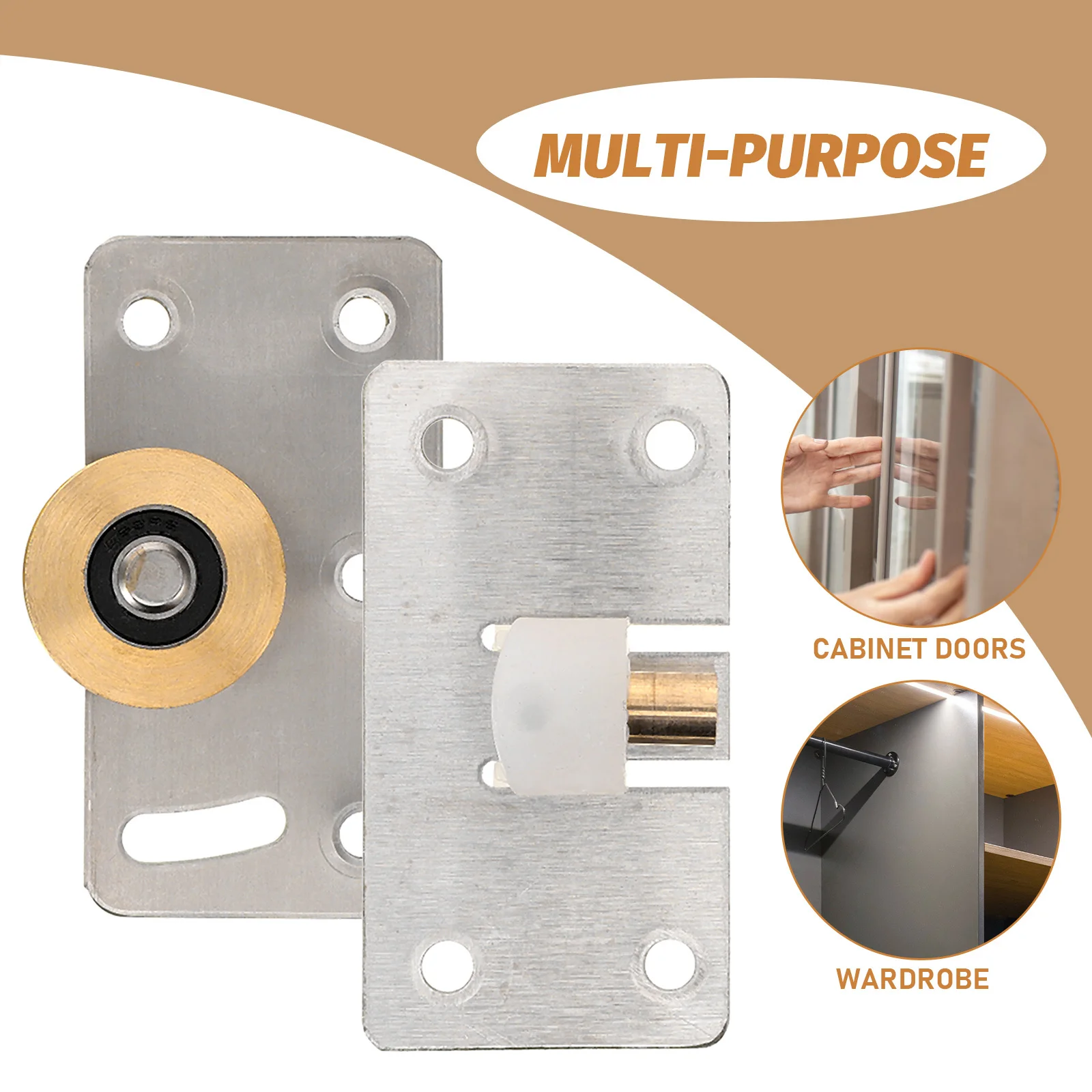 

1Set Sliding Cabinet Door Track Durable Silent Bearing Roller Wear-Resistant Easy Install Practical Accessory Furniture