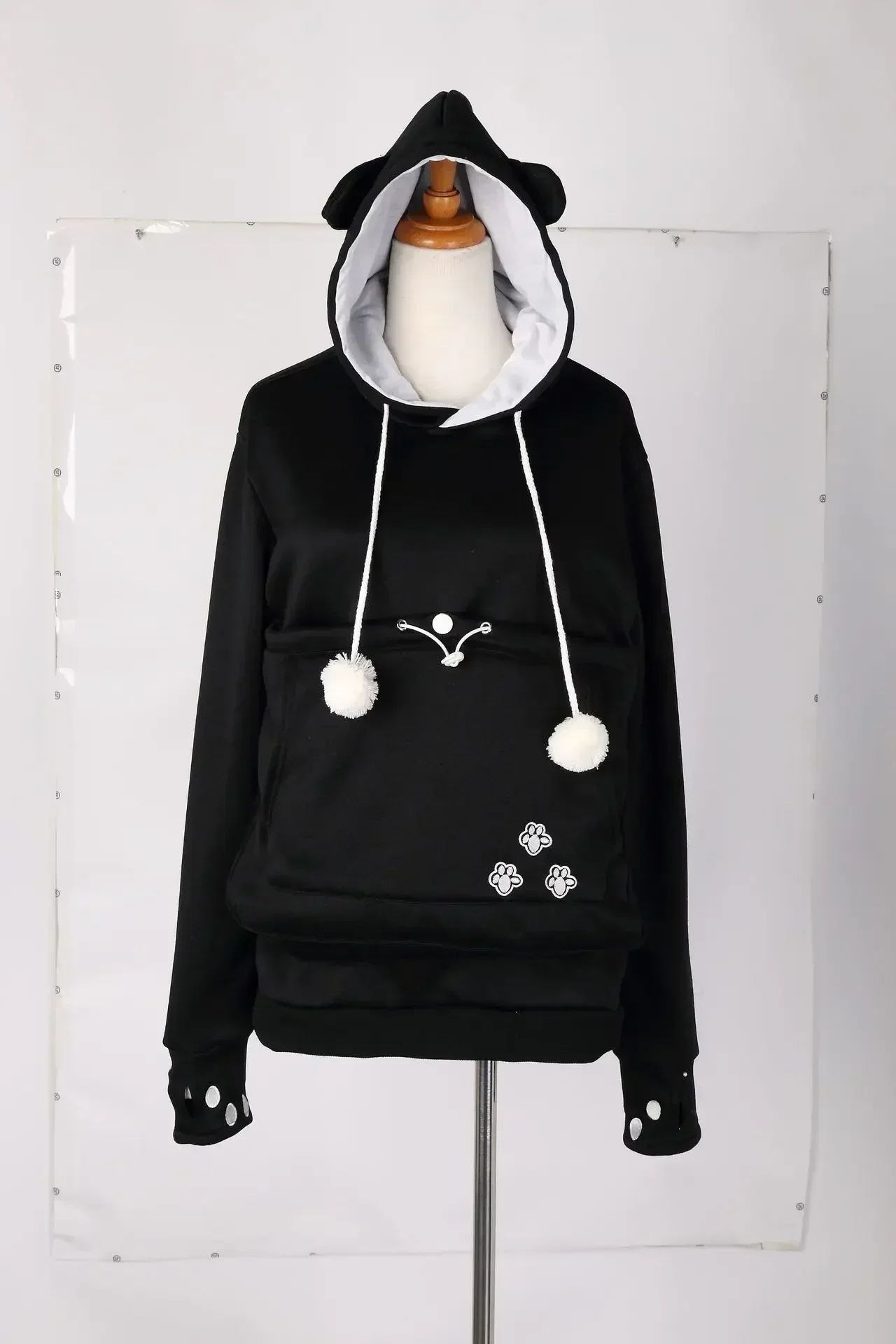 Katzenliebhaber-Hoodies mit Tasche, Hunde-Hoodies für Haustiere, lässige Känguru-Haustierpfoten-Pullover, Kuschel-Sweatshirt mit Tasche, Tierohren-Kapuzenpullover – Detail 16