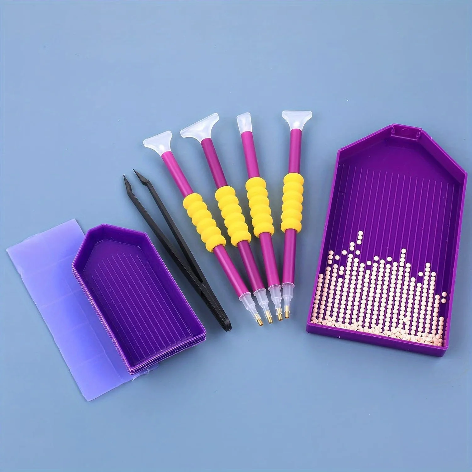 24pcs Diamond Painting Tools Set Diamond Art Accessories Kit with Trays Drill Pens Tweezers Wax for DIY Embroidery Craft