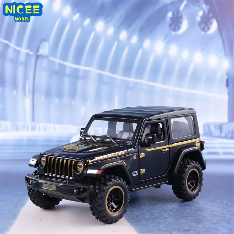 

1:32 1941 Jeep Wrangler Rubicon Off-Road Diecast Metal Alloy Model car Pull Back Sound Light Car Children Gift Collection A417