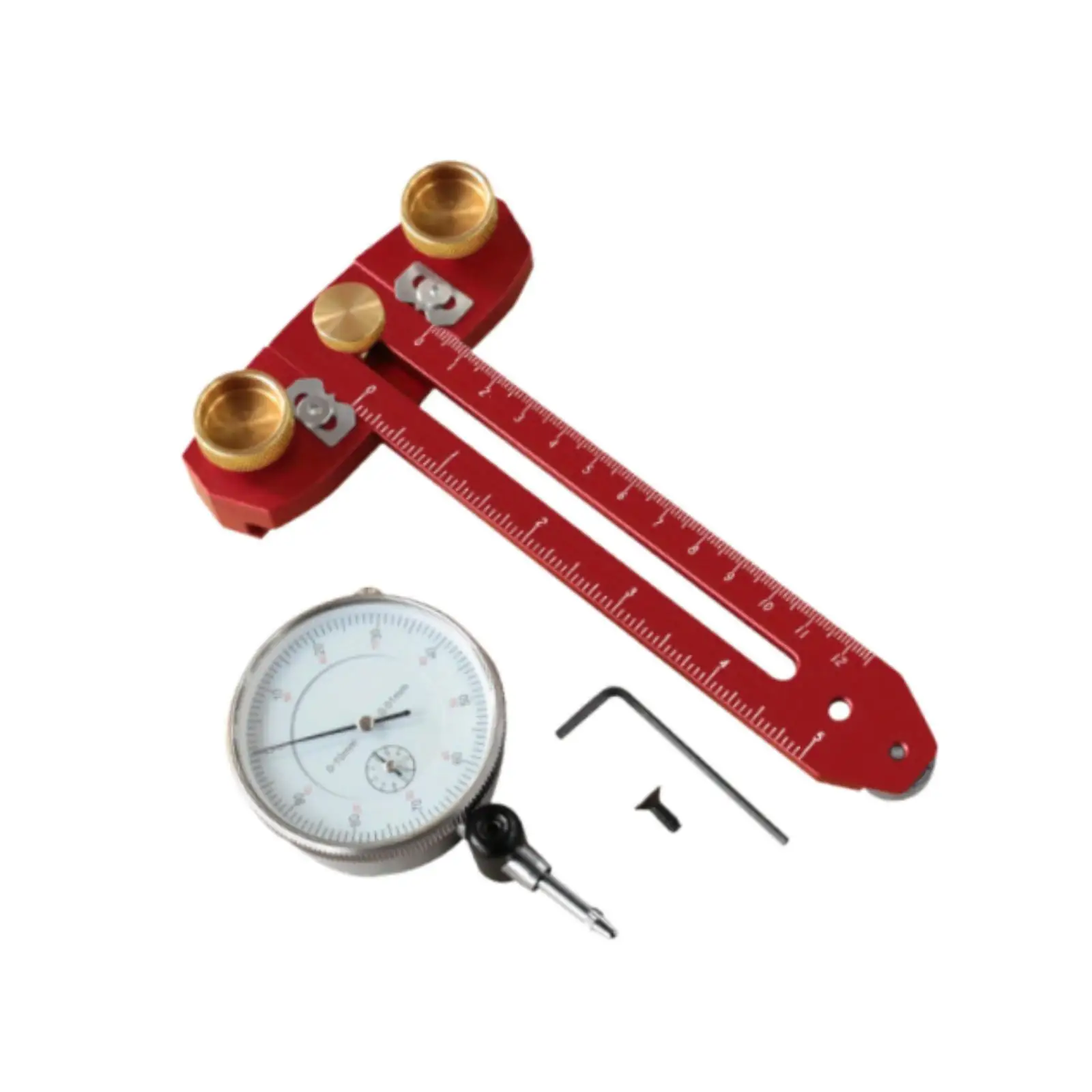 

Table Saw Alignment Gauge for Calibrating Saw Blade and Fence Accessory Resolution 0.01mm Aluminum Alloy Red with Dial Indicator