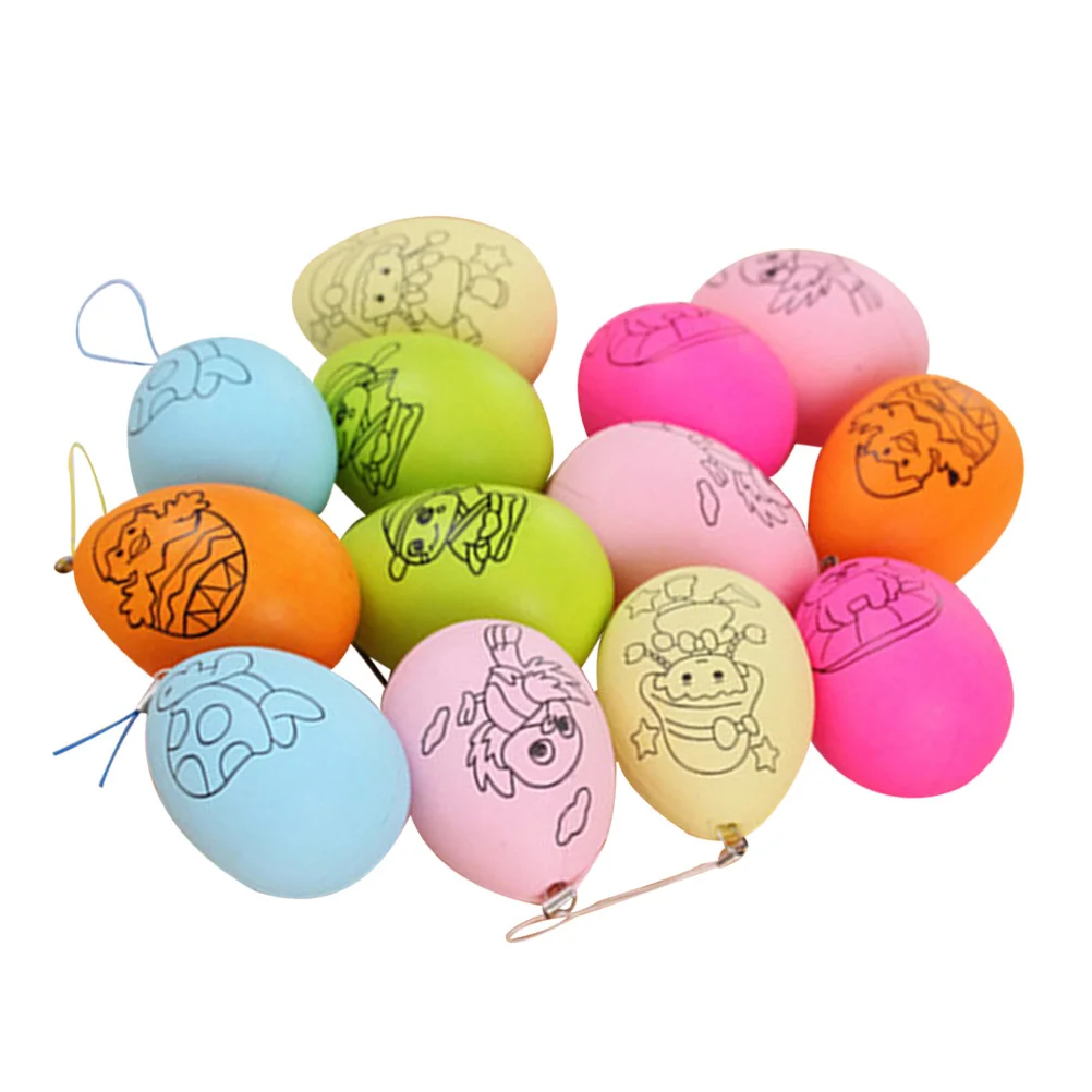24pcs diy Plastic Easter Eggs For Kids Painting Diy Crafts Easter Egg Ornaments Hand-Painted Simulation Pendant Decor