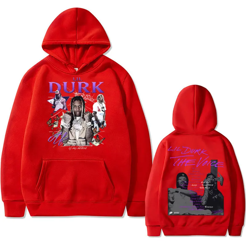 Rapper Lil Durk Graphic Print Hoodie Men Women Hip Hop Fashion Vintage Hooded Sweatshirts Men\'s Oversized Fleece Cotton Hoodies