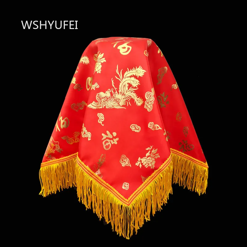 Dragon Phoenix Pattern Buddha Statue Dust Cover Cloth Tassel Decorative Cover Buddhist Instruments Temple Home Altar Ornament