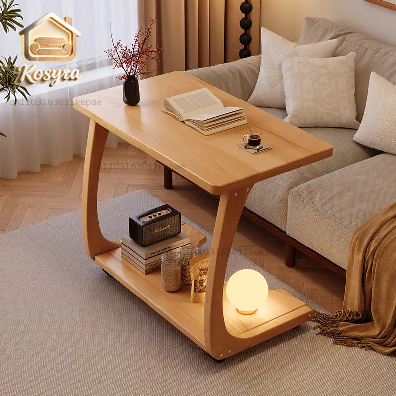 All solid wood small table, bedside table, removable sofa side table, bedroom home simple learning writing desk