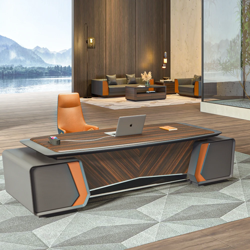 ❀zHigh End Modern Executive Office Wooden Desk for CEO Manager-Luxury Customizable Color & Size%