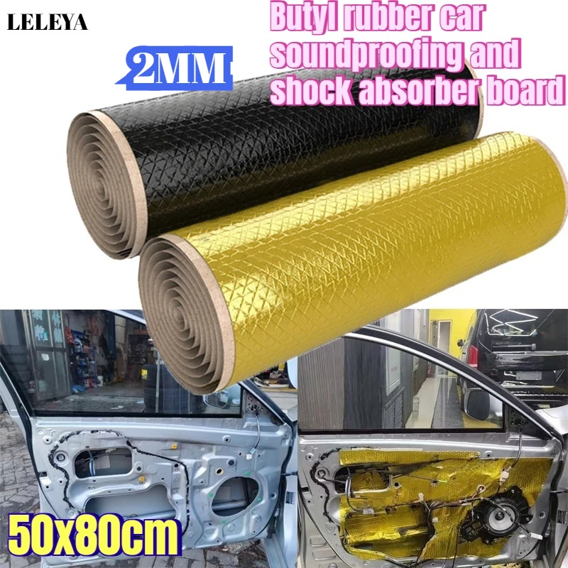 Car Sound Deadening Mat 50x80cm Butyl Rubber Aluminum Foil Heat Noise Insulation Self-Adhesive Damper for Auto Door Trunk Floor