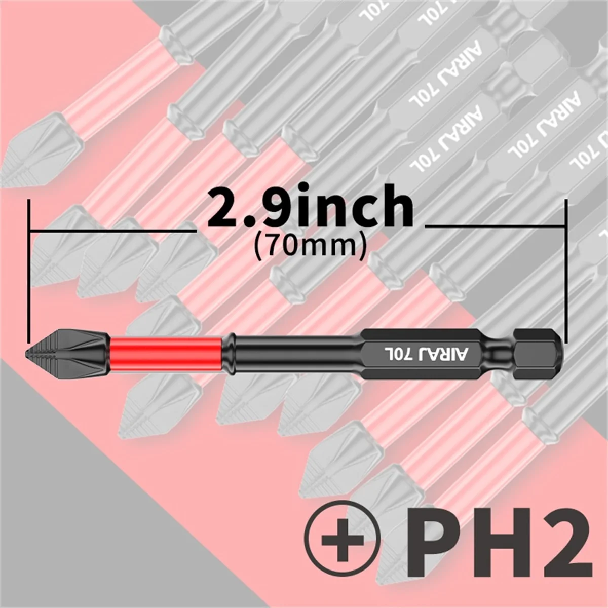 70mm Anti-Slip Screwdriver Bit - High Grip Phillips/Flat Head - Power Drill Accessory