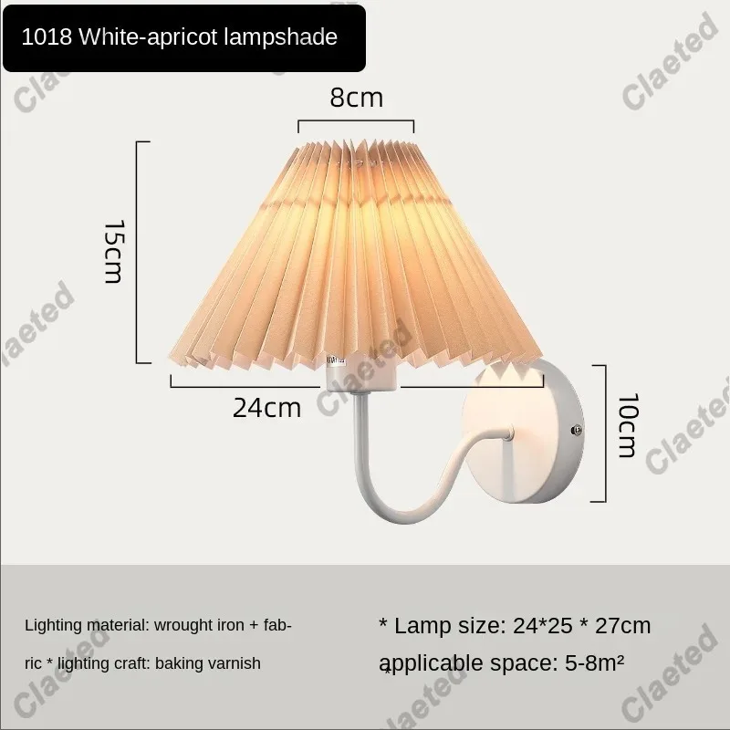 Imagem -02 - Nordic Retro Plissado Lamp Cloth Lampshade Luz de Parede para Quarto Corredor Escadas Hotel Parede Simples Roomretro Bedside Lamp