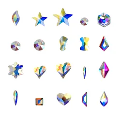 20pcs Different Design Rhinestone Diamond Flat Bottom Crystal AB Glitter Glass Nail Charms 3D Nail Art Decoration Accessories