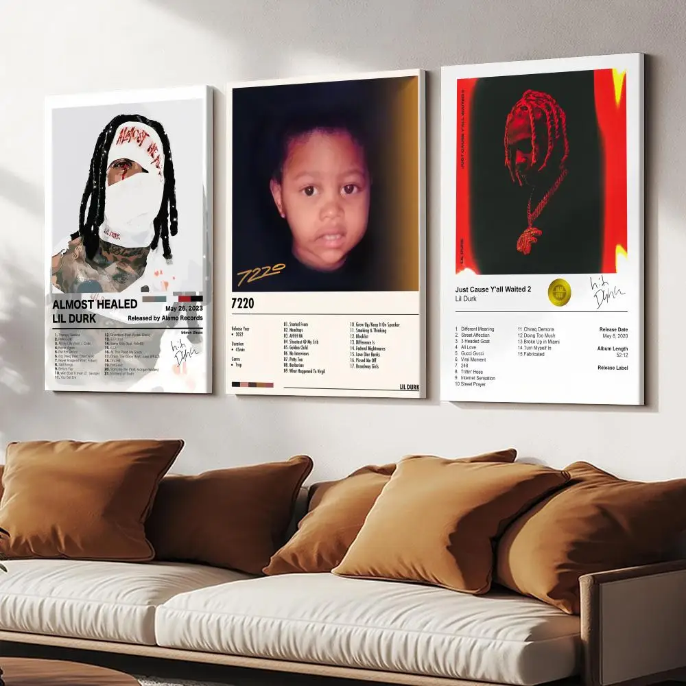 Music Album Star Lil D-Durk Painting Calligraphy Wooden Framed Canvas Poster Wall Art HD Waterproof Print Home Decor