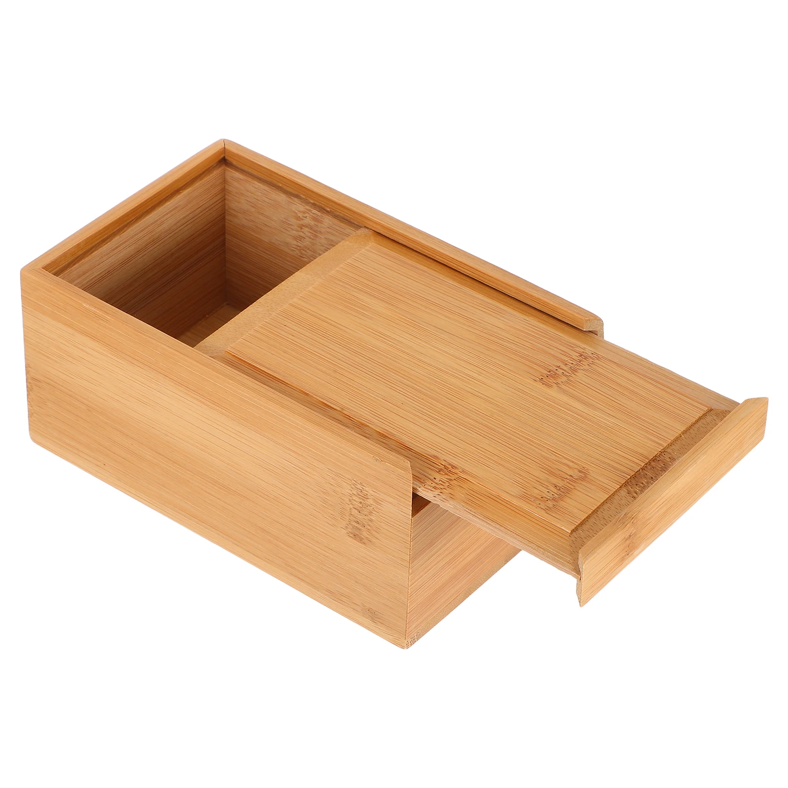 

Wooden Storage Box Bamboo Craft Soap Tea Jewelry Organizer Sliding Lid Bathroom Travel Vintage Keepsake Container Small Bead