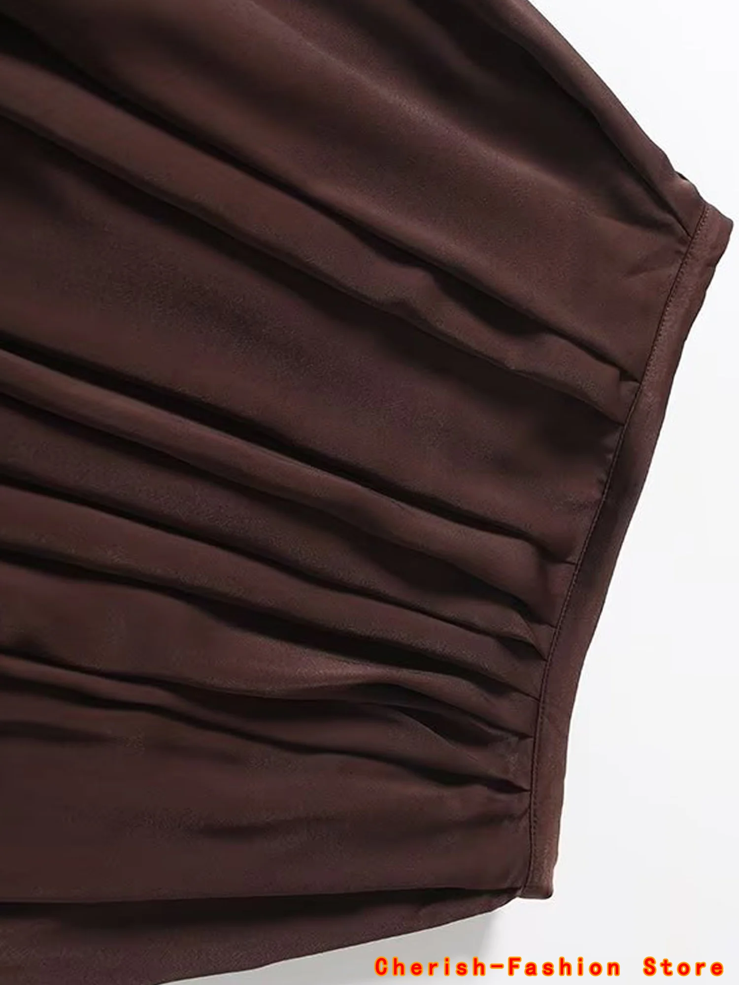 2025 Donna Elegante High Street Cerniera in vita Gonna elegante Francese retrò a vita alta Casual A-line Gonne Gonna arricciata Gonna longuette