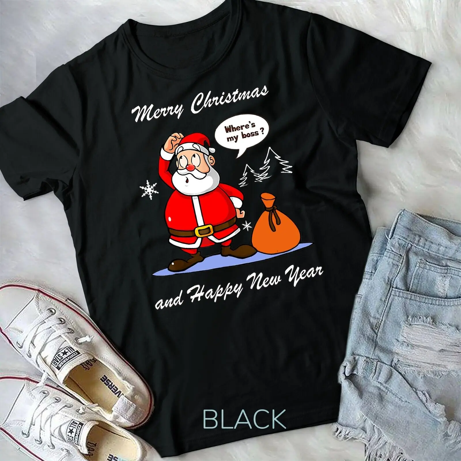 

Funny Santa Claus Merry Christmas And Happy New Year Party Unisex T-shirt