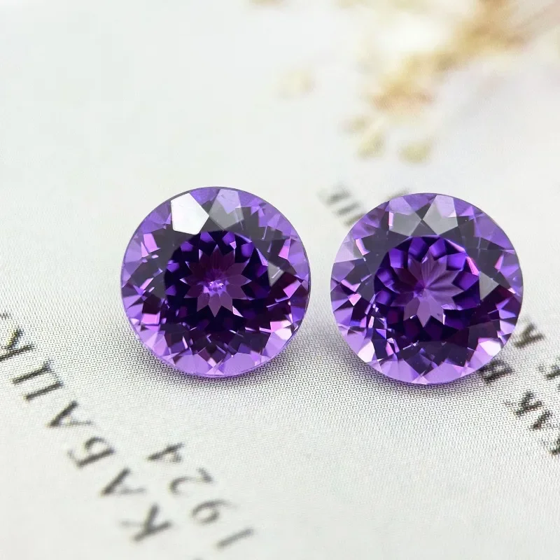 BRound Cut Purple Blue Top Quality Lab Grown Sapphire, AGL Certified Loose Gemstone, DIY Inlay Stone for Ring Jewelry Making