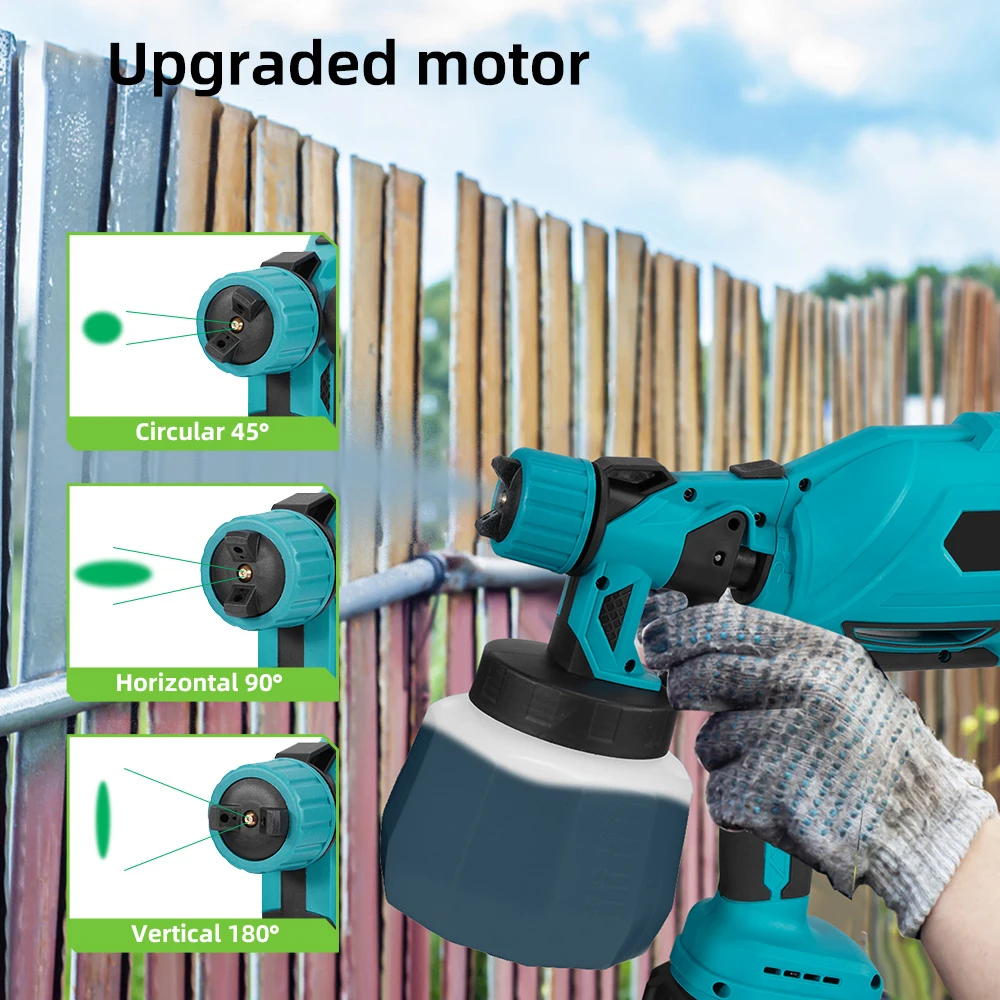 1200ML Cordless Electric Paint Sprayer Portable Household Sprayer with Flow Control Compatible with Makita Batteries