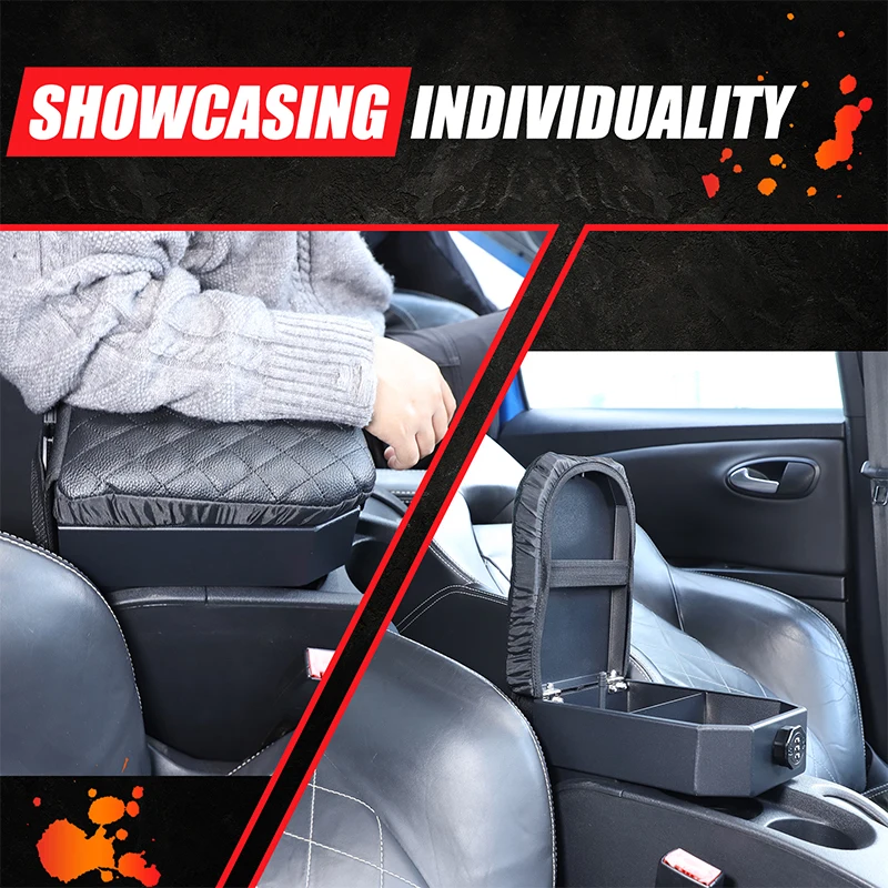 

Для SEAT Leon León Mk2 1P 2008-2012: Центральный подлокотник из алюминиевого сплава с кодовым замком-сейфом, автомобильные аксессуары