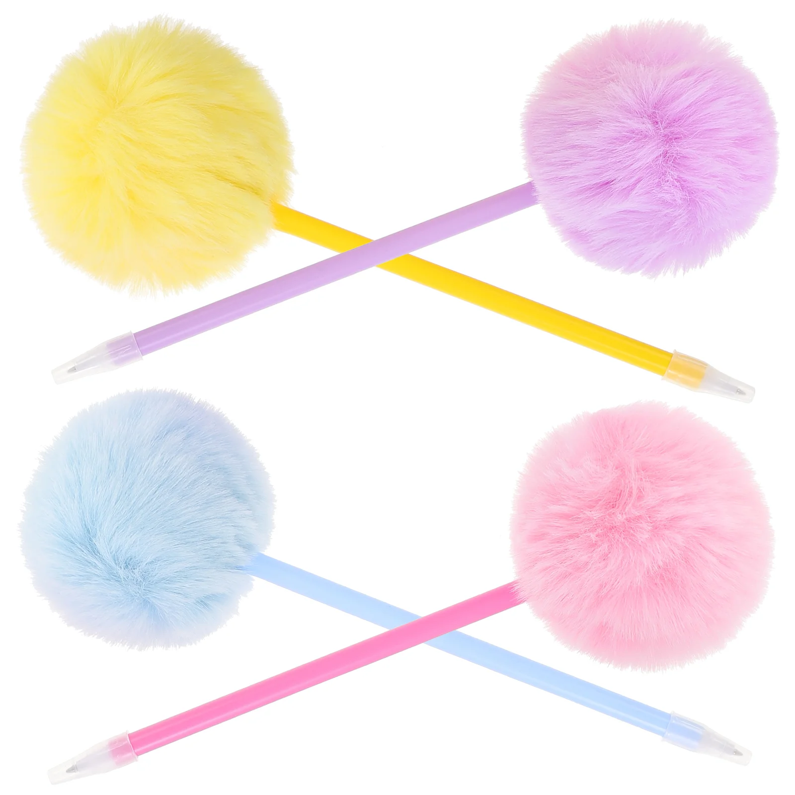 

4 Pcs Hair Ball Writing Pen Fountain Student Signature Pens Fluffy for Girls Pp Novelty Elegant Style Cute