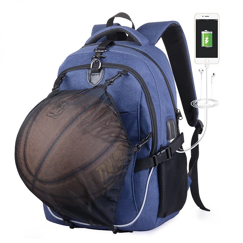 Mochila reflexiva ao ar livre usb recarregável oxford pano mochila masculino saco de basquete atacado