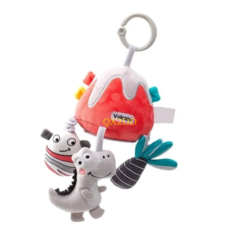 QX2D لعبة سرير الحيوانات القطيفة سلسلة الاهتزاز الموسيقية التفاعلية المتنقلة للتحفيز الحسي للأطفال الرضع والتعلم المبكر