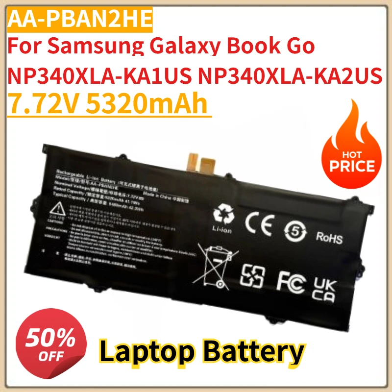 

New AA-PBAN2HE Laptop Battery 7.72V 5320mAh For Samsung Galaxy Book Go NP340XLA-KA1US NP340XLA-KA2US