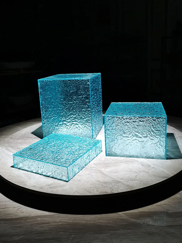 Blue water pattern creative acrylic buffet fruit plate display stand (customized delivery period is seven days)