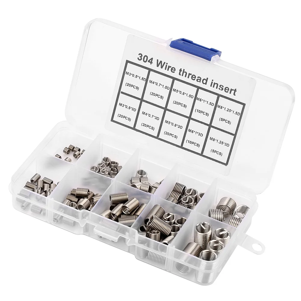 150pcs M3-M8 Stainless Steel SS304 Coiled Wire Helical Screw Thread Inserts