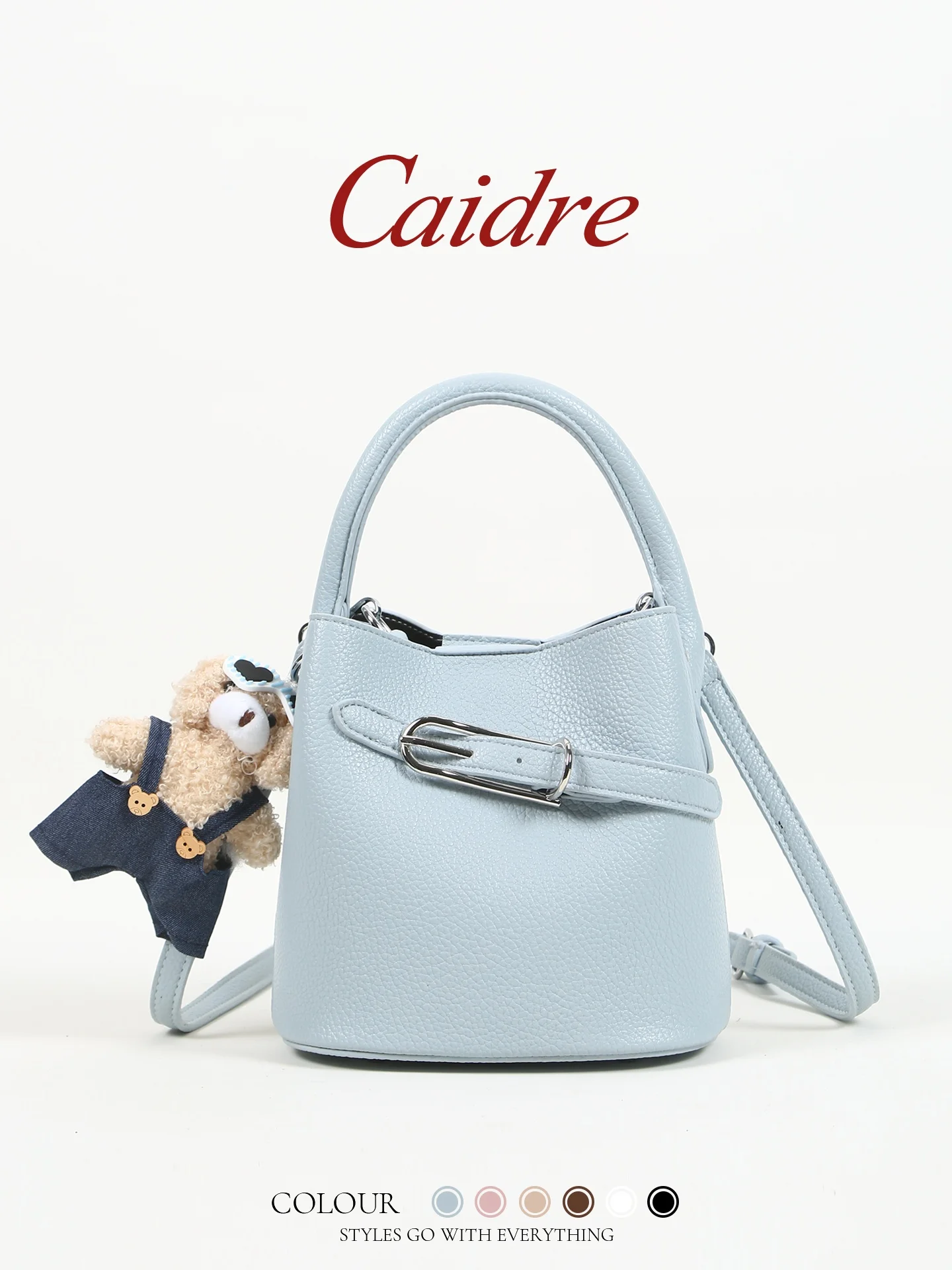 

Caidre Commuter Women's Bucket Bag Small Design Handbag Single Shoulder Crossbody Soft PU Leather Korean Style Bag