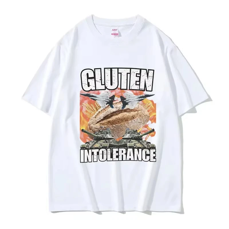 Camiseta Gráfica Divertida con Meme de Intolerancia al Gluten, Nueva y en Oferta, para Hombre y Mujer, Estilo Retro Harajuku, Holgada, Transpirable, Informal, 2026