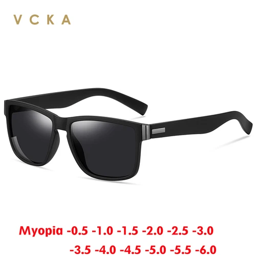 VCKA-gafas de sol para miopía para hombre y mujer, lentes coloridas polarizadas, graduadas, cuadradas, para deportes, astigmatismo, miopía,-0,5 a-6,0