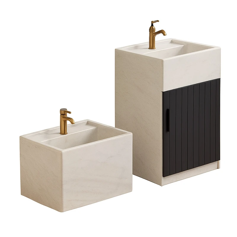 

Outdoor column wash basin integrated floor-to-ceiling courtyard marble wash basin