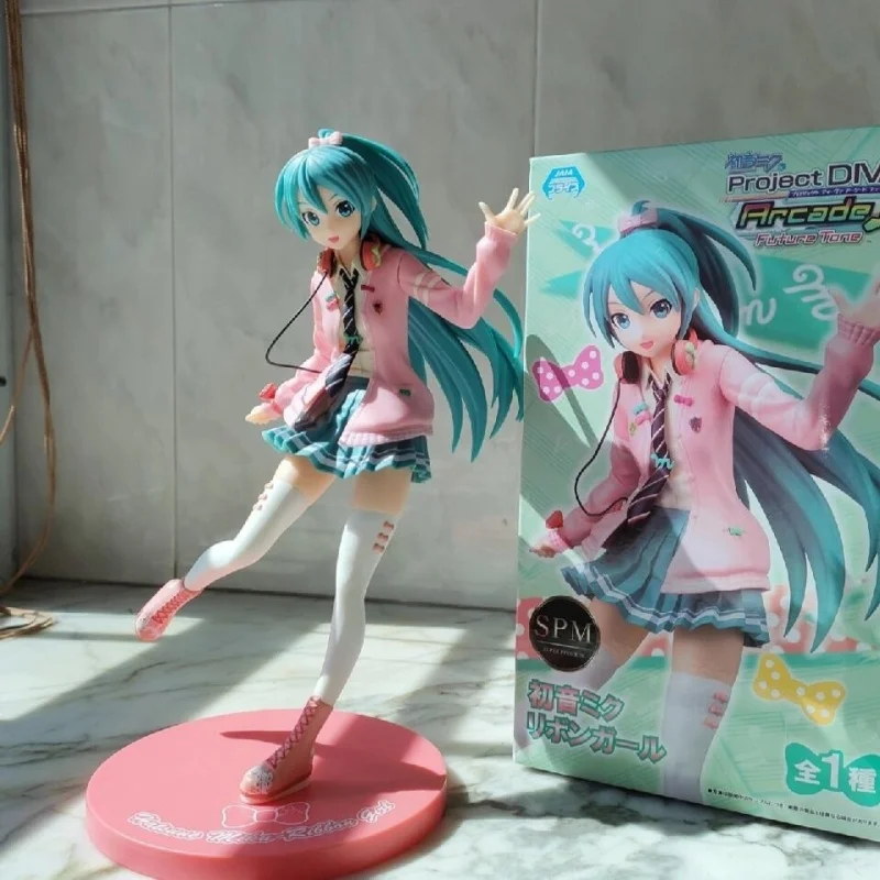 オリジナルセガ-spm-初音ミク歌姫アニメフィギュアアーケードフューチャートーンアクションフィギュアリボンガール版-pvc-モデル装飾玩具