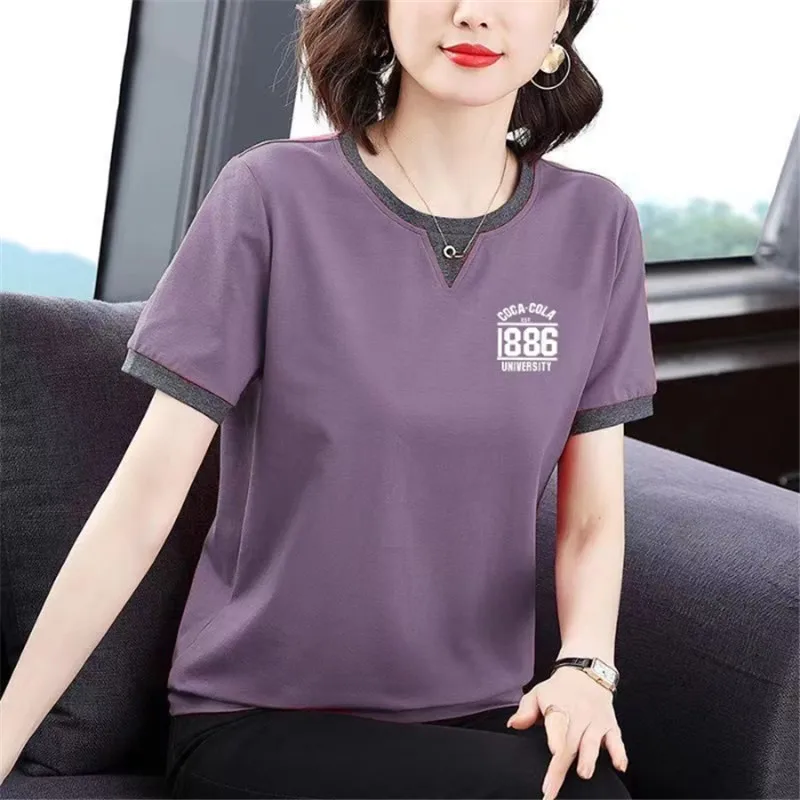 

Женская футболка из чистого хлопка ort Sve, летняя мода, универсальный топ Materni для похудения, повседневная одежда больших размеров, закрывающая живот