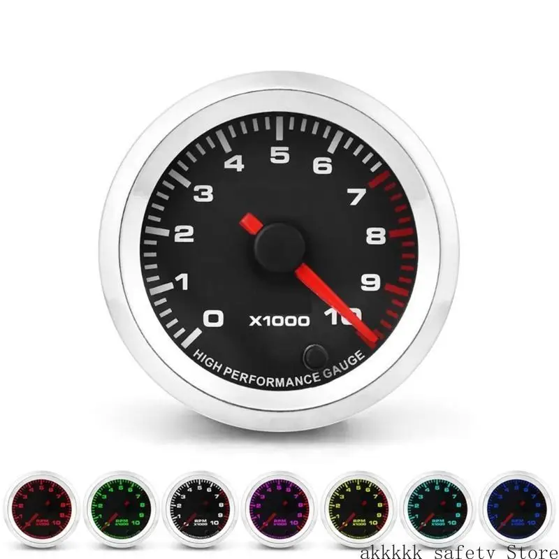 XXFF 0 ‑ 10000 دورة في الدقيقة مقياس سرعة الدوران 52 مم LED الخلفية لـ 4 6 8 اسطوانات مؤشر سيارة الغاز مقياس سرعة الدوران