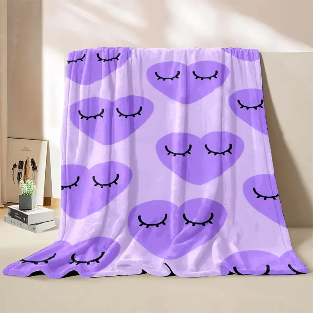

6 Sizes Cartoon Eyelashes Art Printed Believer Blanket Warm Soft and Comfortable Home Travel Blanket Office Sofa Blanket Gift