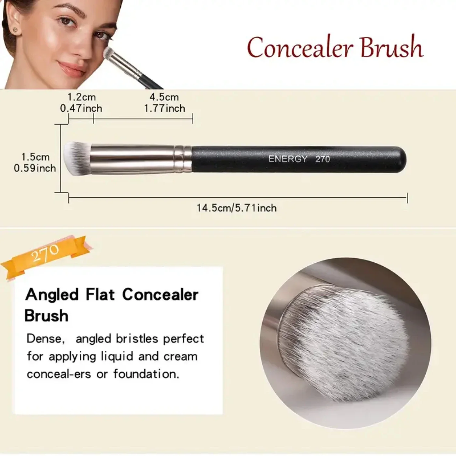 ENERGY Concealer Brush Under Eye Mini Angled Face Kabuki Brush