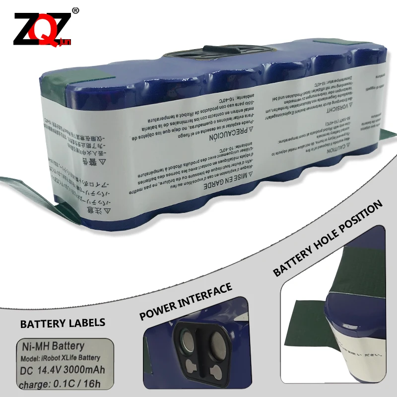 For iRobot Roomba 14.4v 3000mAh For XLIFE extended life NI-Mh Battery 500 600 700 and Select 800 series