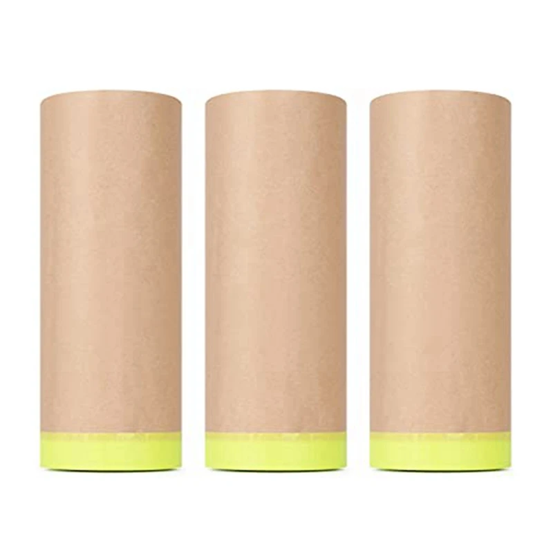 NEW-3-Piece Set,Pre- Masking Paper Protection Covering Cloth Tape For Automotive Covering Painting Paint Masking