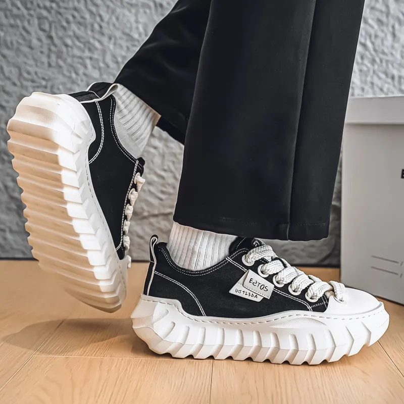 흑백 투톤 틈새 클래식 시리즈 패셔너블하고 다재다능한 남성용 대형 레이스업 부드러운 밑창 캐주얼 스포츠 신발
