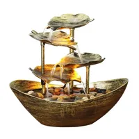 Tabletop Fountain Waterfall Fountain for Home Decor Water Over Sailing Lotus Leaf Electric Pump Soothing Calming and Relaxing