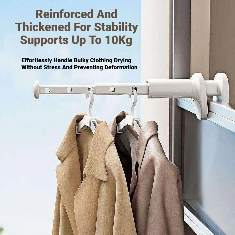 Retractable Clothes Drying Rack Folding Balcony Drying Pole No Drilling Snap On Design Ideal For Travel Business Trips