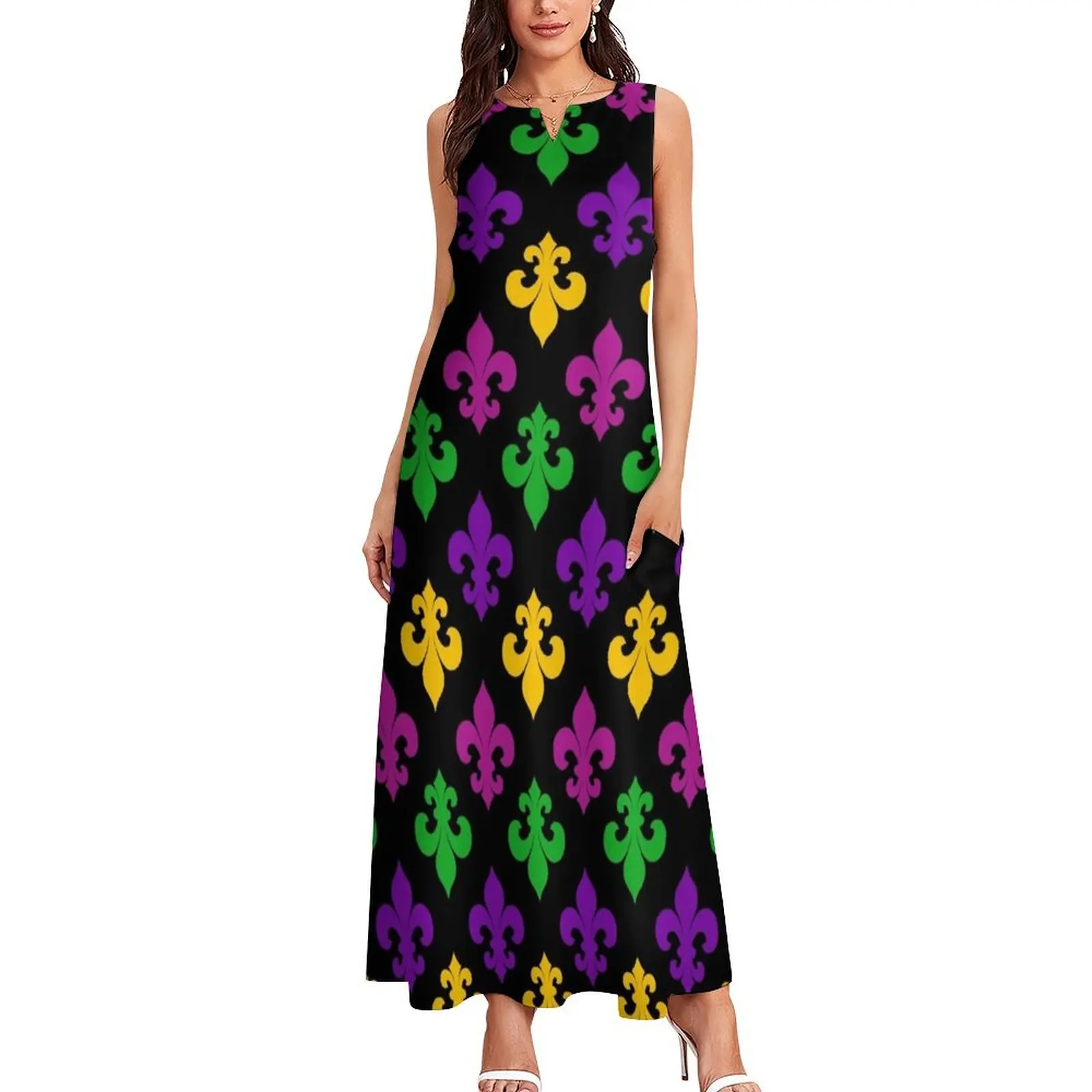 Mardi Gras Pattern Long Dress Women's clothing Dress for pregnant women Female clothing Woman clothing Dress