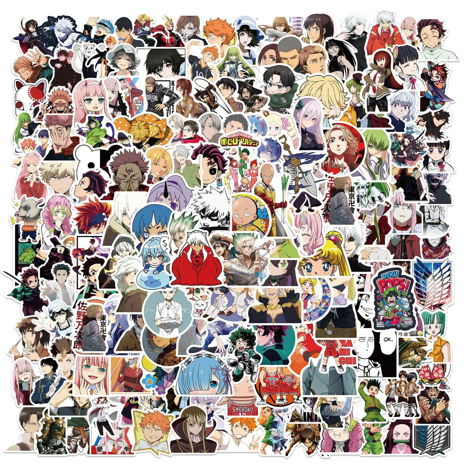 300 Sheets Without Duplication Mix Anime Stickers DIY Car Skateboard Laptop Phone Luggage Waterproof Decals Sticker Kids Toys