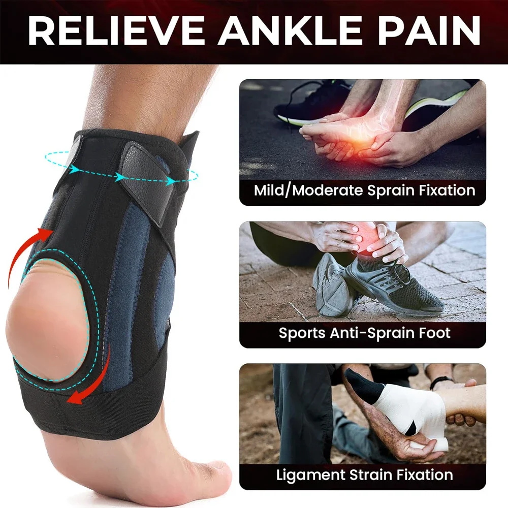 1Pcs Adjustable Knob Maximum Metal Ankle Support Brace for Sprained Ankle,Tendonitis, Achilles, Swelling, Injury Recovery