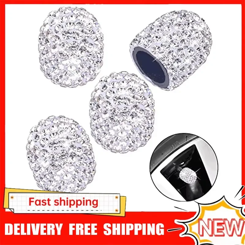 

4/2pcs Diamond Crystal Motorcycle Car Tire Valve Caps Shining Dust-proof Wheel Valve Cover Vehicle Bling Valve Cap Styling Toos